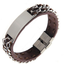 Stainless Steel Truth Leather Cord Bracelet Stainless Steel Chain Bracelet